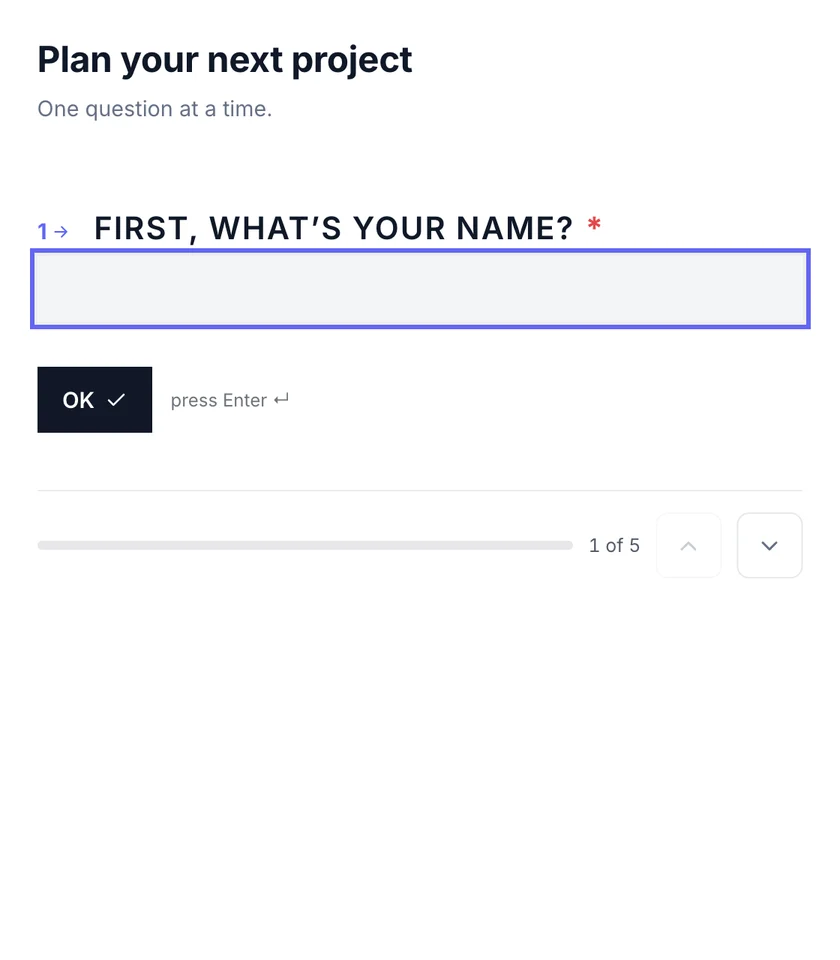 Conversational project planner asking one question at a time