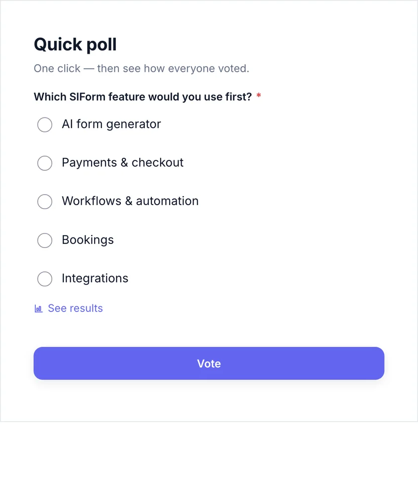 Quick poll asking which SIForm feature to try first