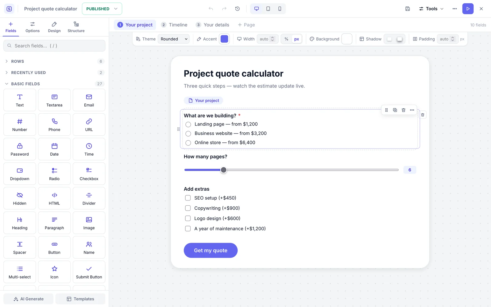 The SIForm drag-and-drop form builder